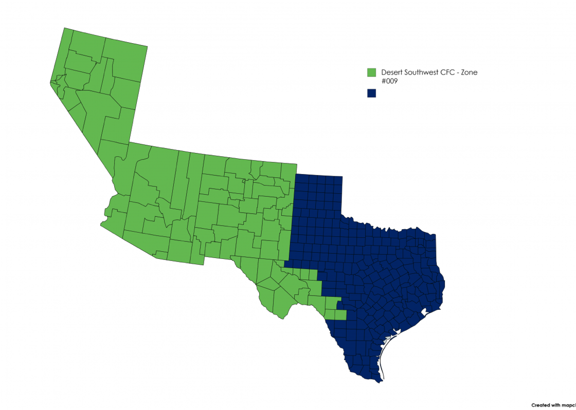 Map of Desert Southwest CFC counties