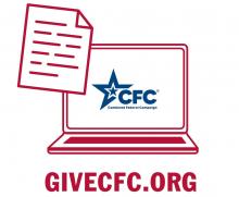Computer with paper and GiveCFC.org