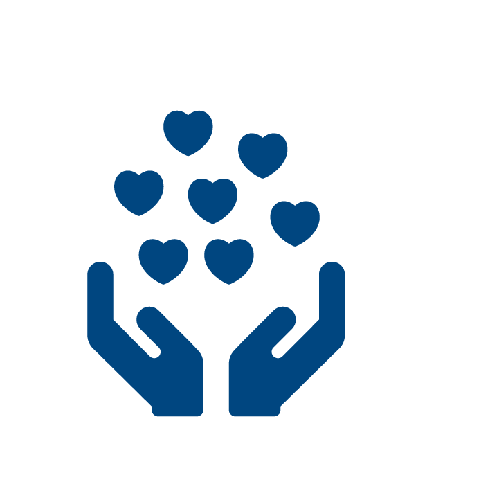 Blue hands with hearts
