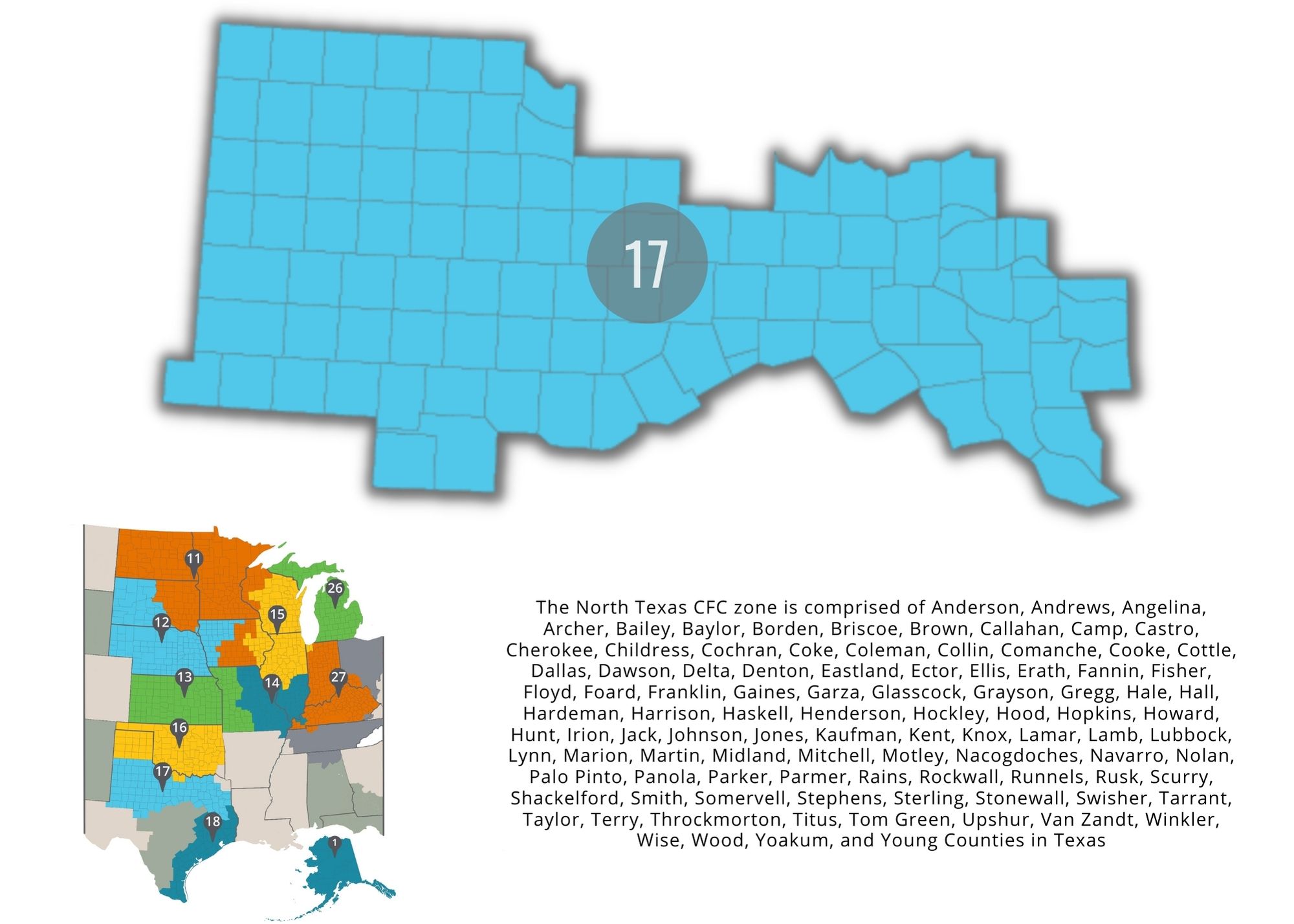 Map of North Texas CFC counties