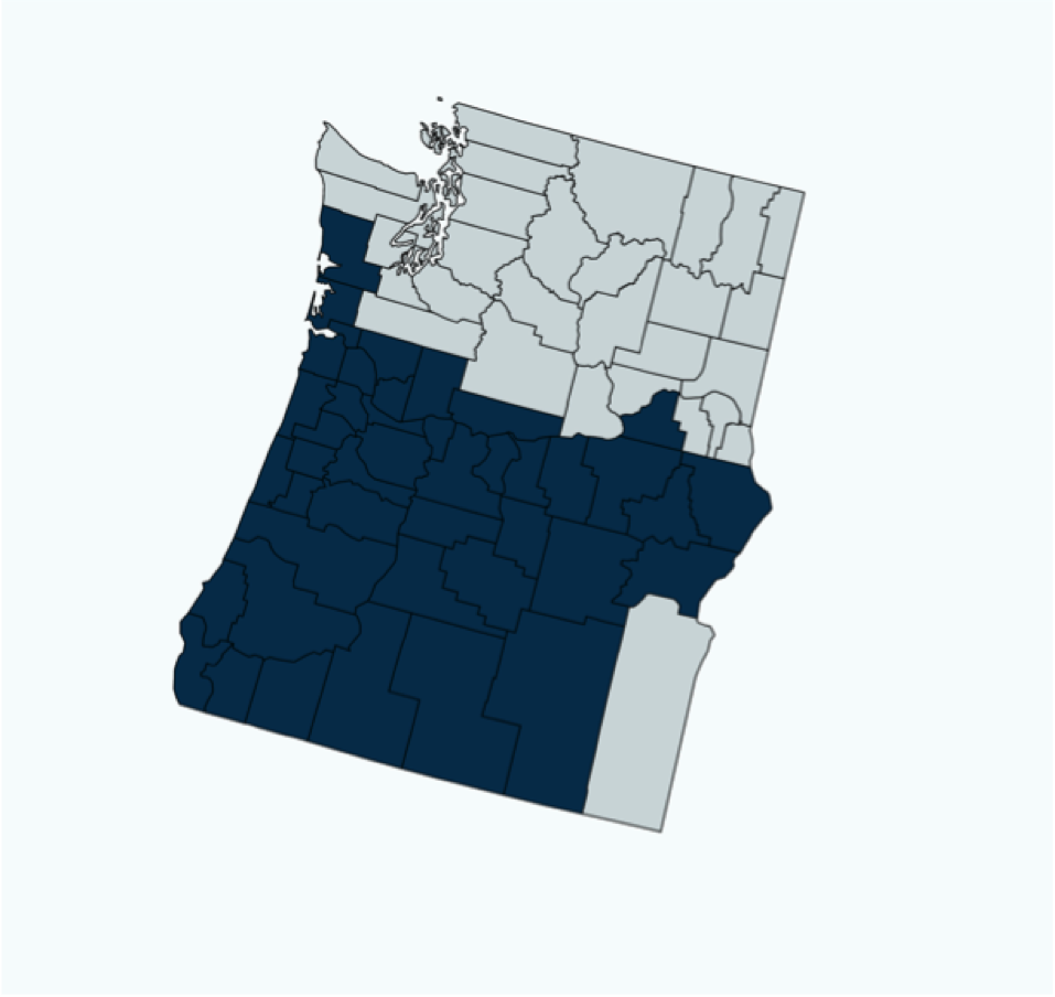 Map of the Pacific Northwest CFC counties
