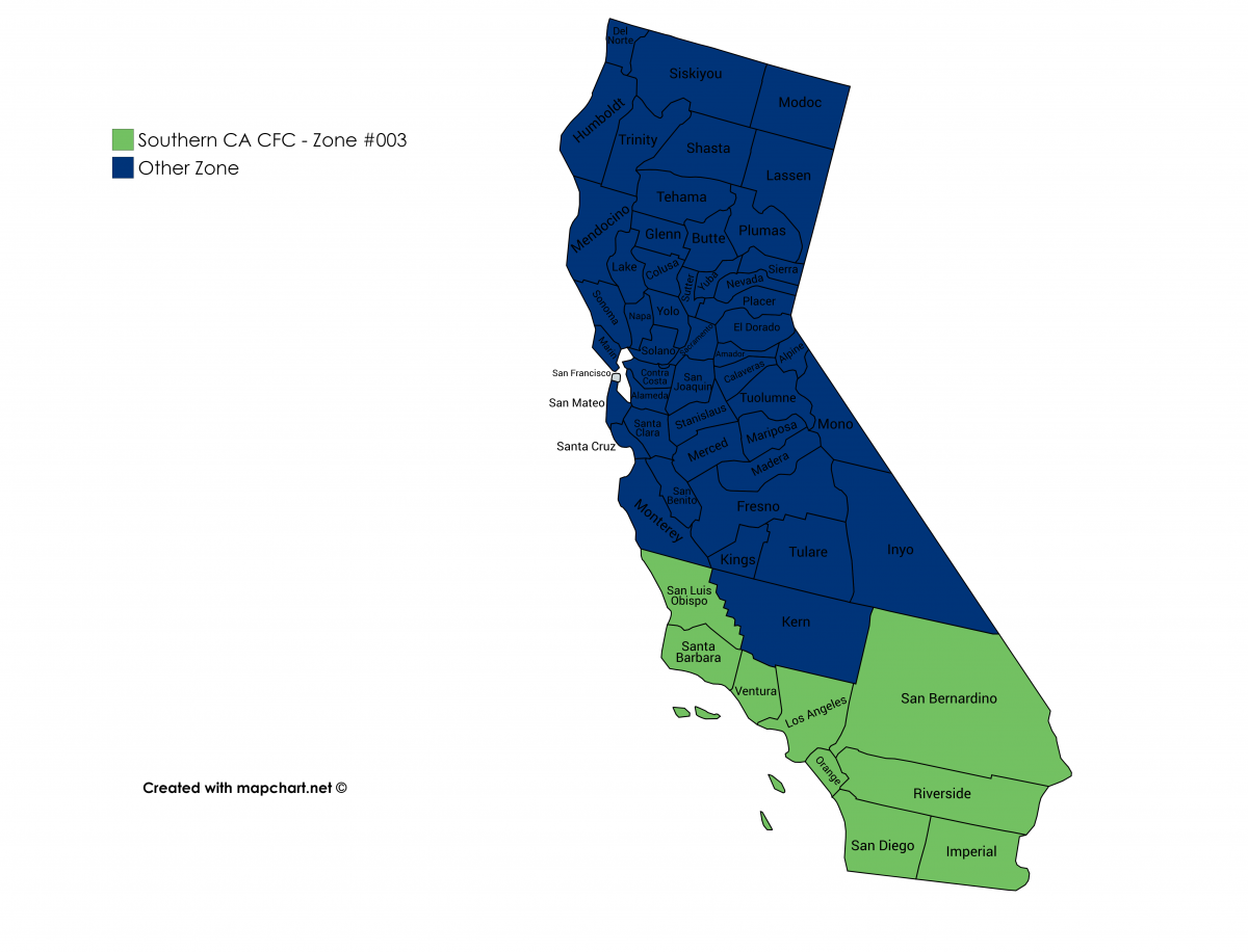 Map of the Southern California CFC counties