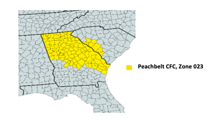 Map of the Peachbelt CFC counties