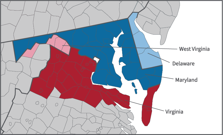 Mid-Atlantic area CFC zone map